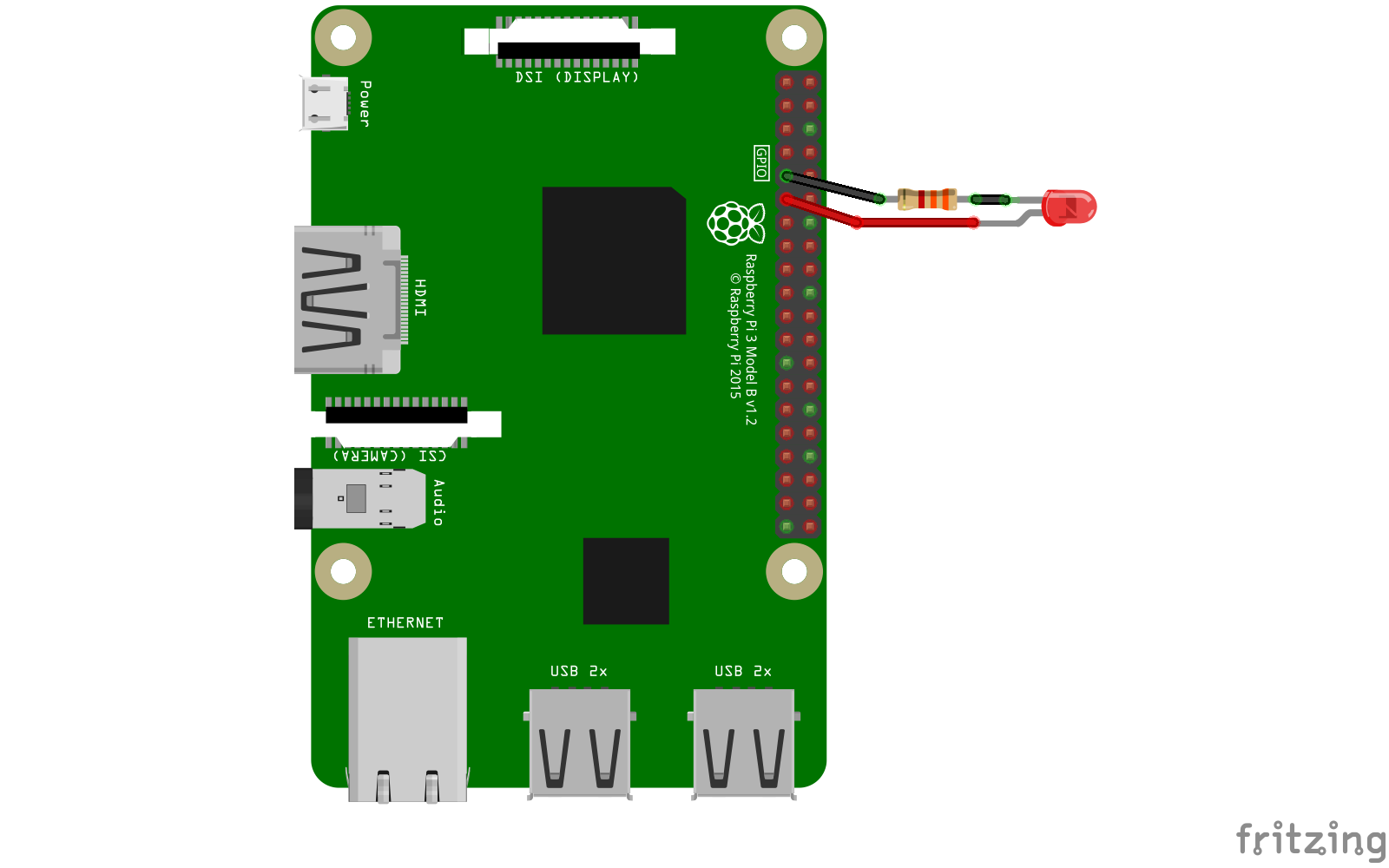Raspberry Pi power status led wiring diagram